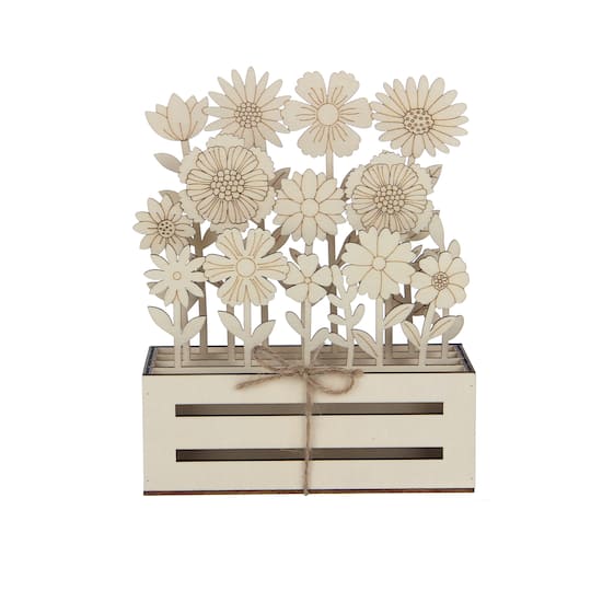 8.75" Peony & Rose Mix DIY Plywood Crate Décor by Make Market®